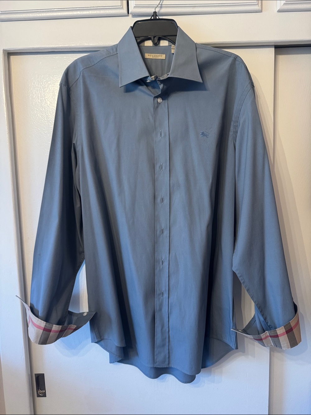 Burberry Men's Light Blue Button-Down Dress Shirt